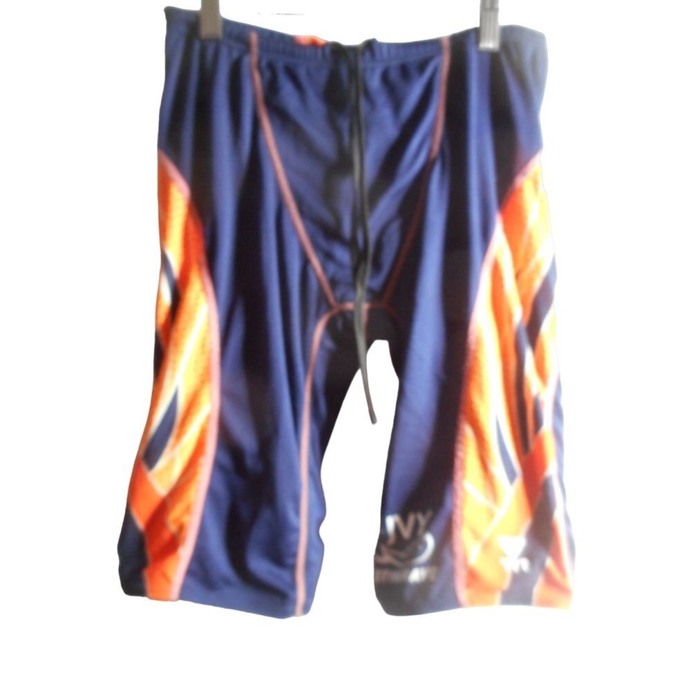 Tyr  Men's Swimsuit Orange Blue Sz 28 Stingrays JVY Logo